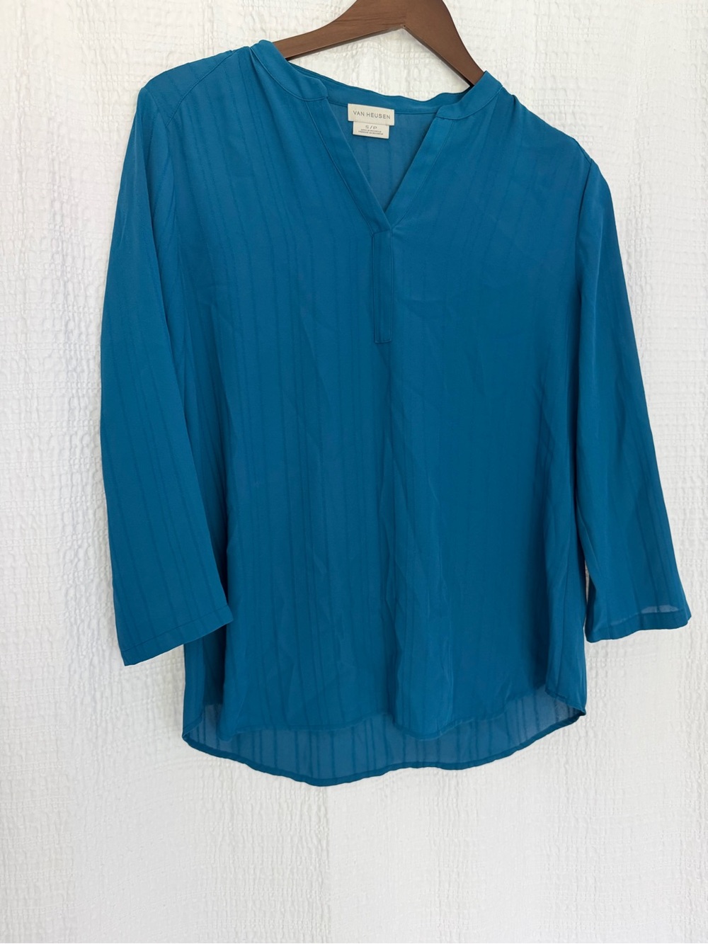 Van Heusen Teal Blue Split-Neck Top